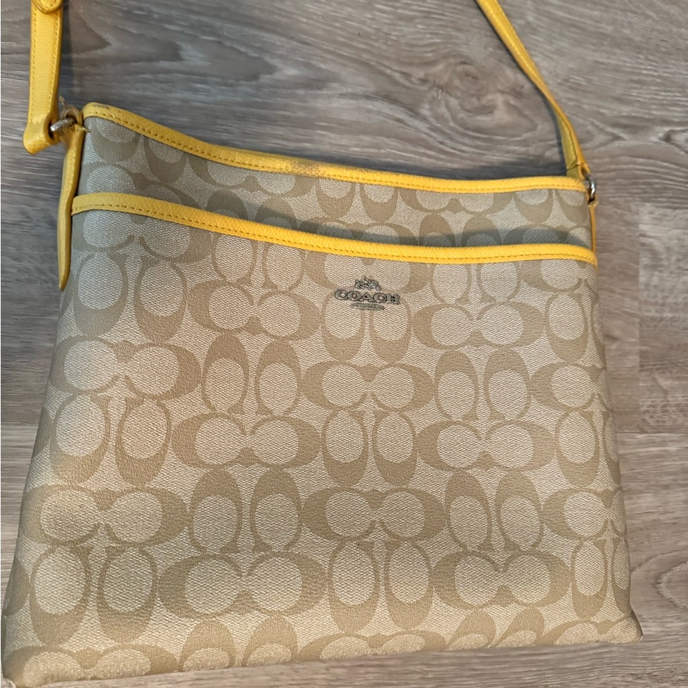 Coach Beige and Yellow Crossbody Bag